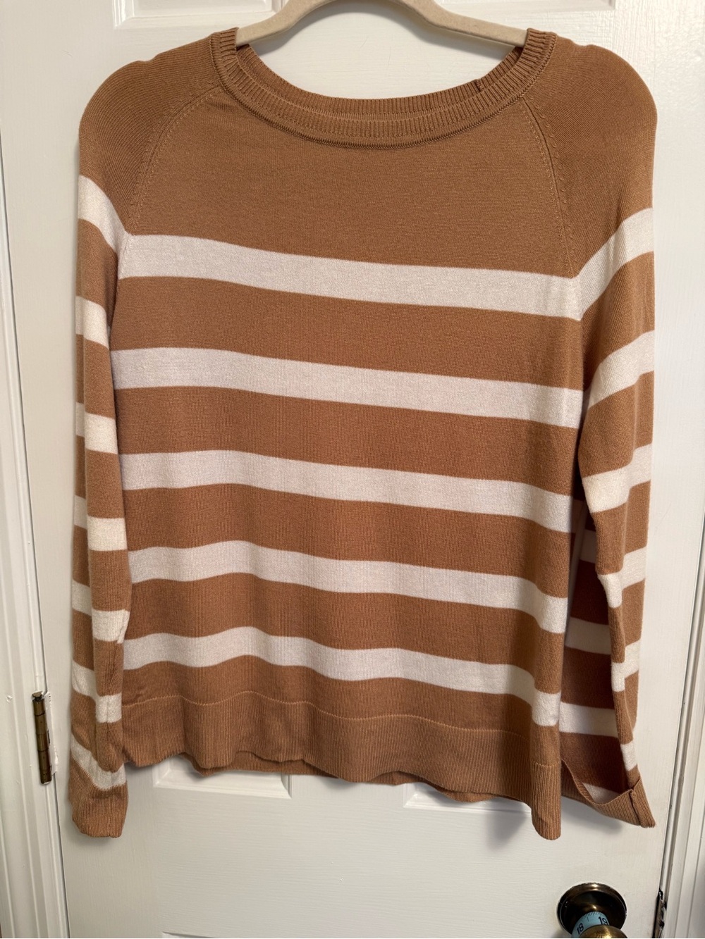 Tan and Cream Striped Sweater medium